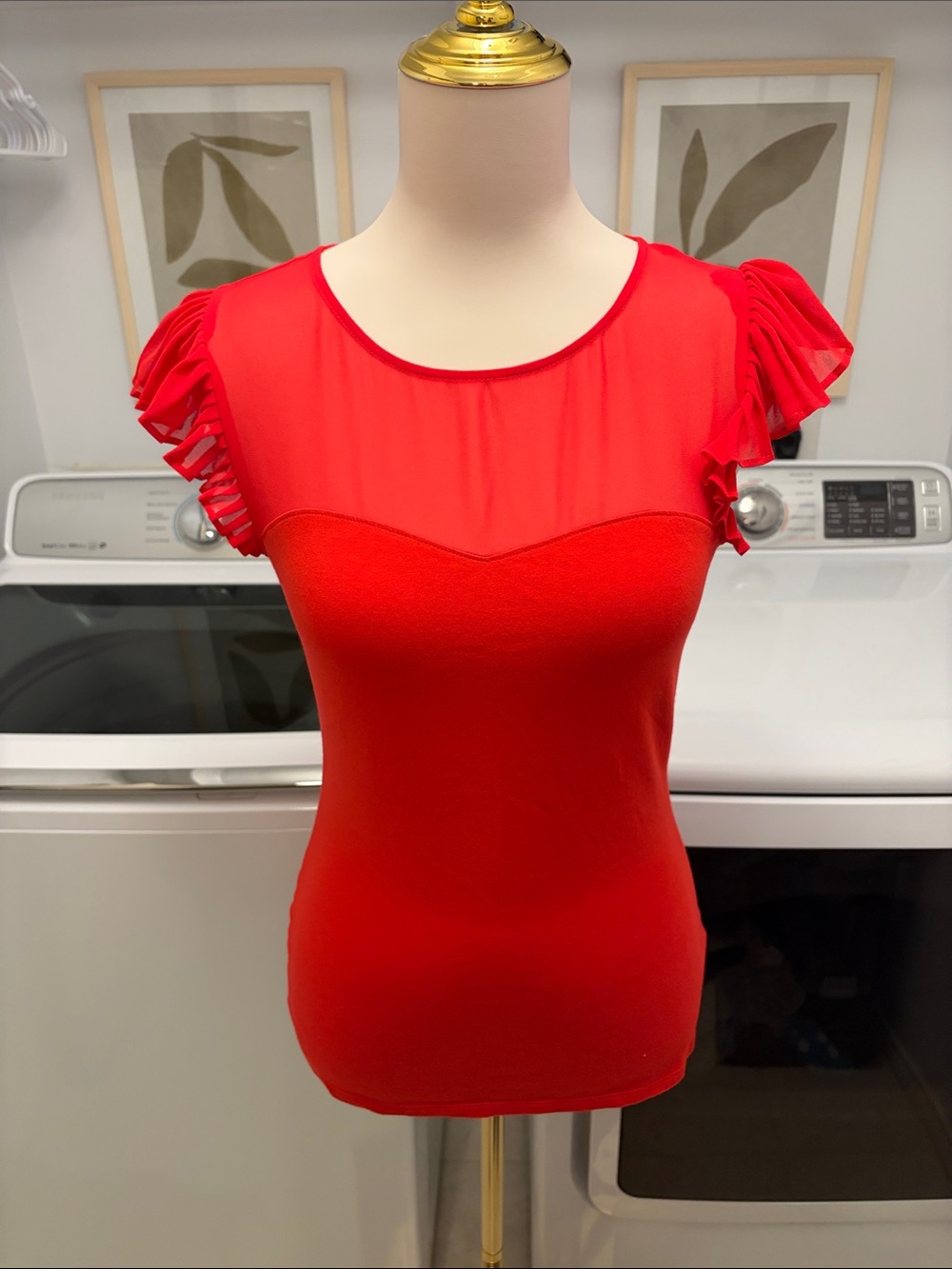 Red Ruffle Sleeve Women’s Top